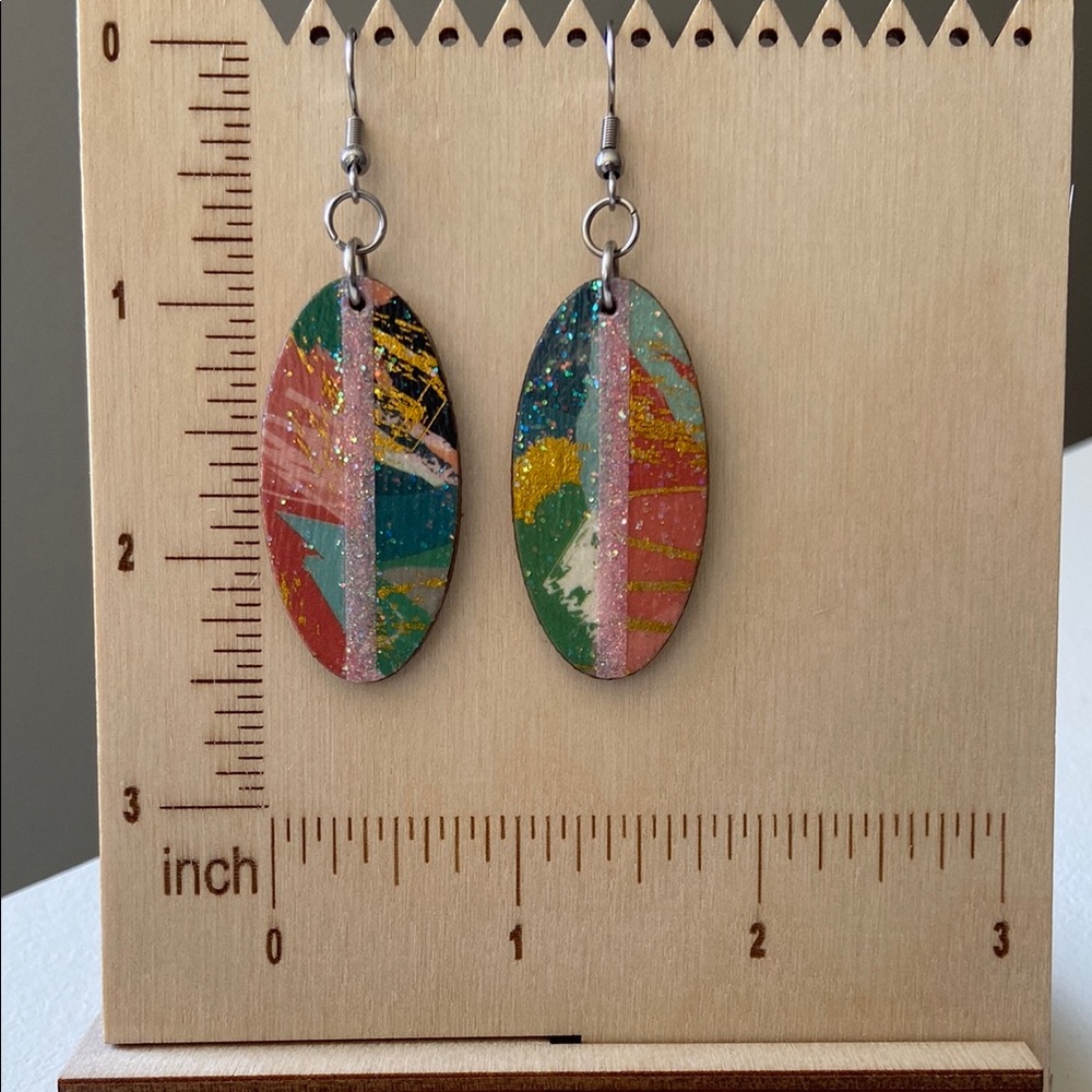 2/$15! New! Handmade Colorful Oval Earrings